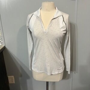 Annika Cutter & Buck White Grey Athletic Dry Tec Top, Quarter‎ Zip (Women Small)